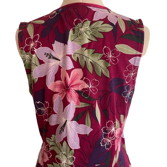 LAST CALL Tommy Bahama Silk Dress Size Large Maxi Length Flowers Tropical - Picture 5 of 11